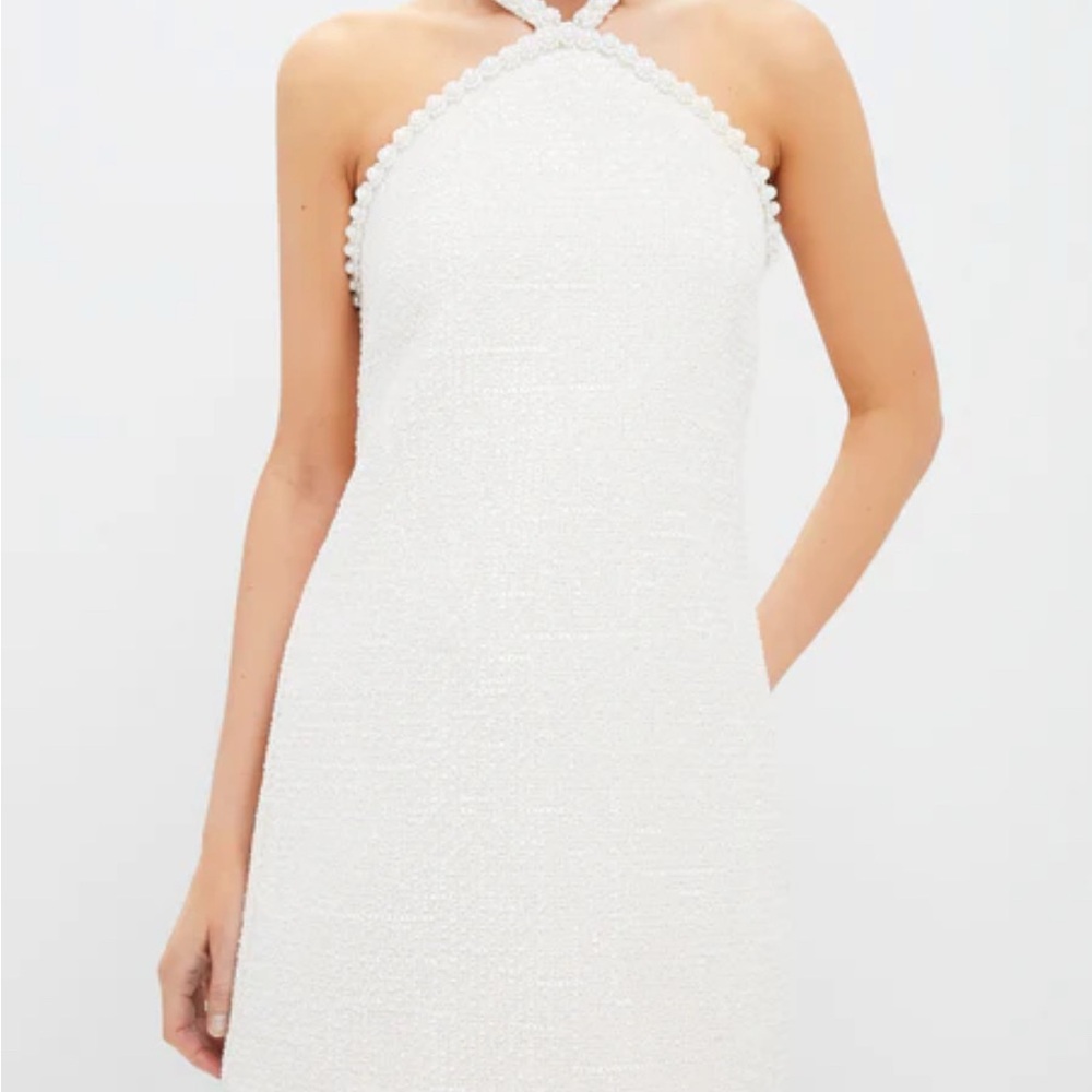 Tuckernuck Hyacinth House Cream tweed Petra dress with pearl detail NWT